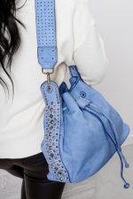 Torebka worek bok ćwieki – Niebieski, Mały