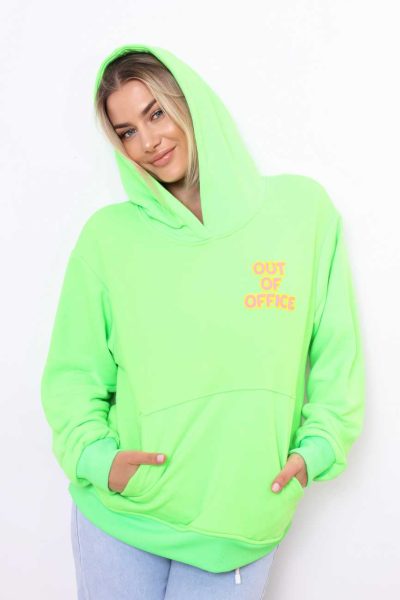 Bluza kaptur Out Of Office – Limonka neon, UNI