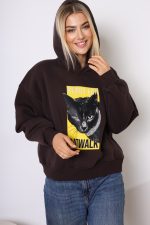 Bluza kaptur black cat – Czekolada, UNI