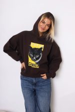 Bluza kaptur black cat – Czekolada, UNI