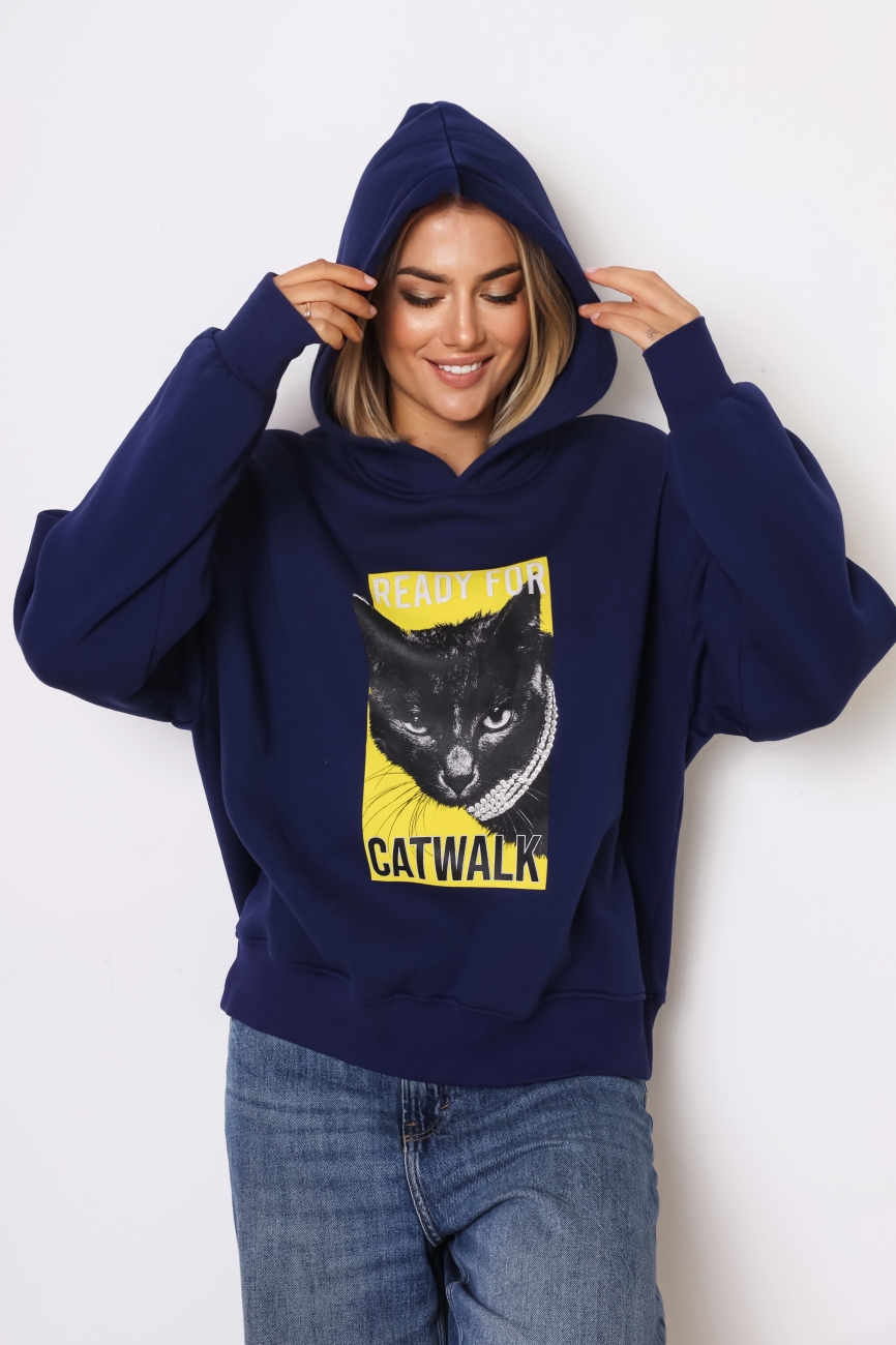 Bluza kaptur black cat – Granat, UNI