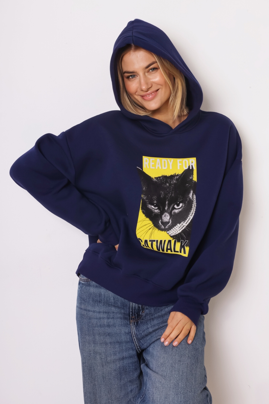Bluza kaptur black cat – Granat, UNI