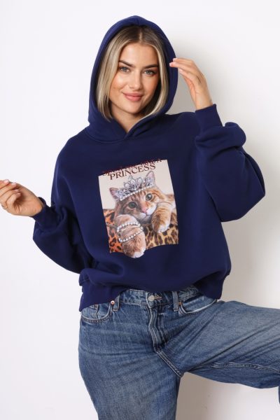 Bluza kaptur cat princess – Granat, UNI