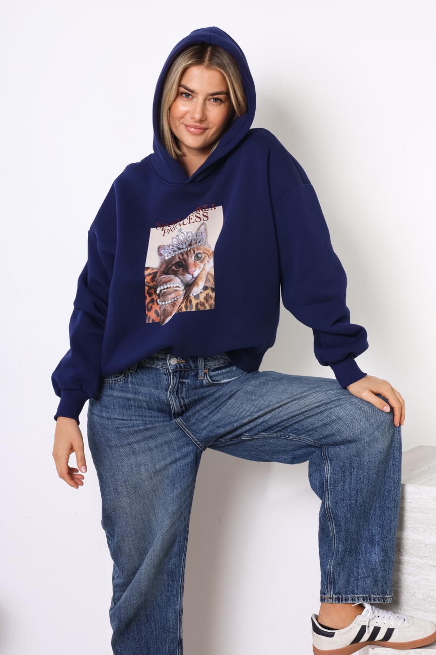 Bluza kaptur cat princess – Granat, UNI