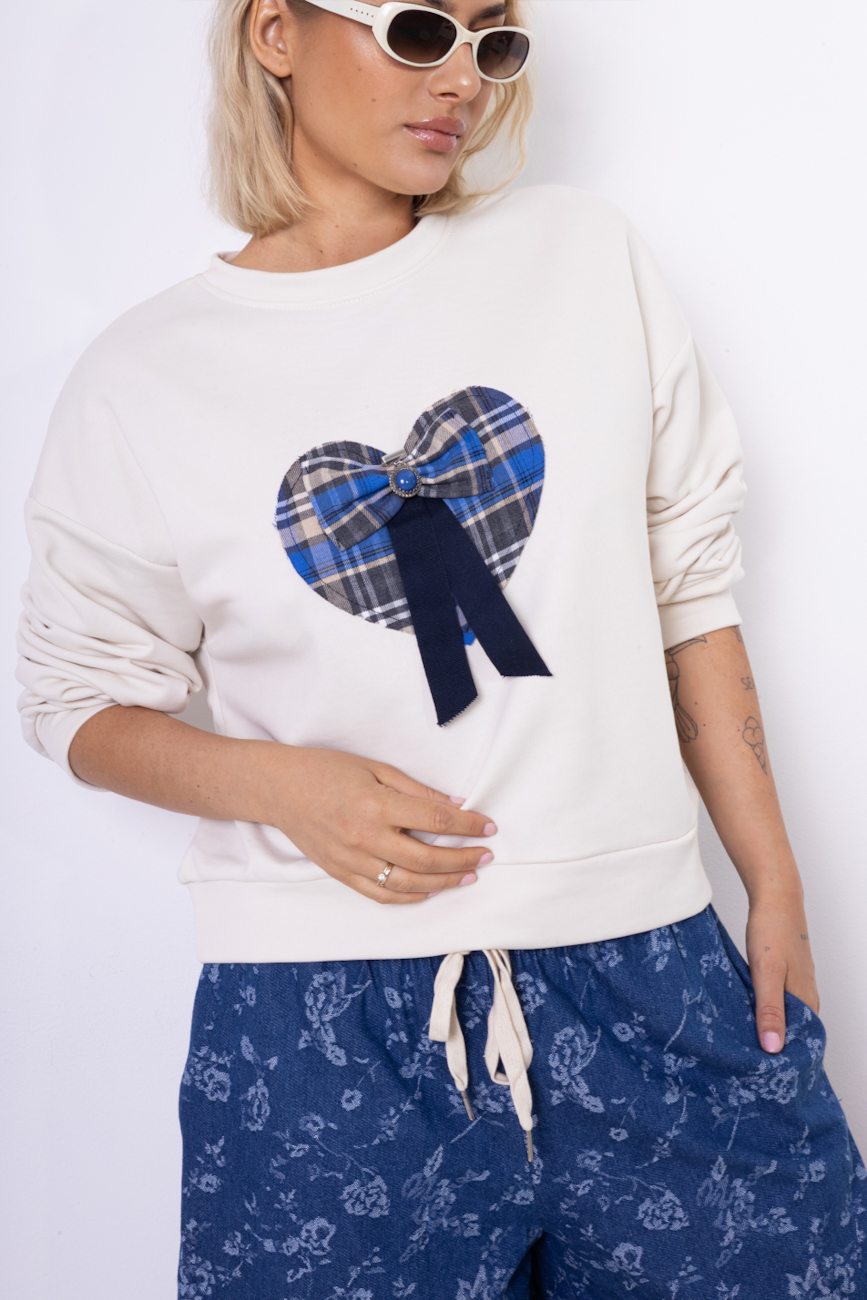 Bluza serce – Ecru, UNI