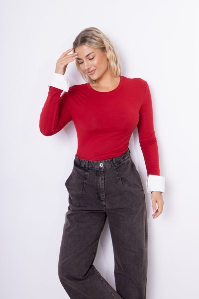 Bluzka mankiet – Czerwony, UNI