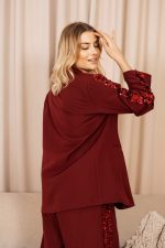 Garnitur cekinowy lampas – Wino, L/XL