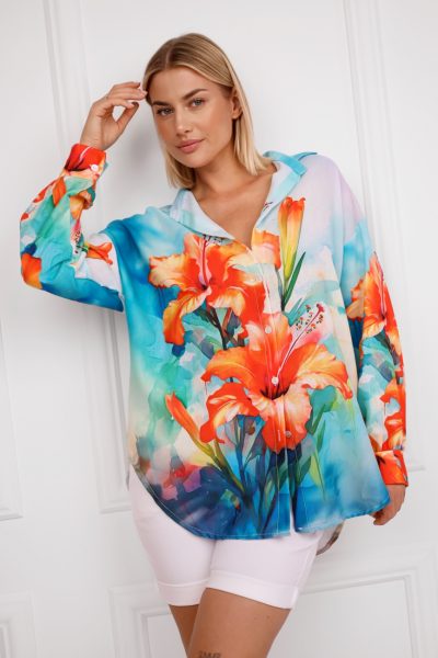 Koszula Flowers – Turkus, UNI