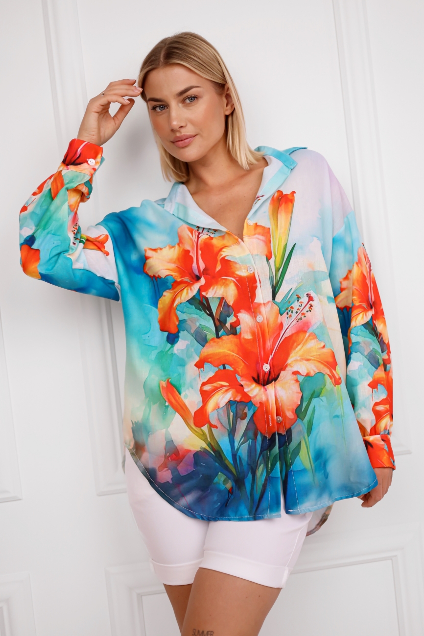 Koszula Flowers – Turkus, UNI