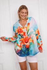 Koszula Flowers – Turkus, UNI