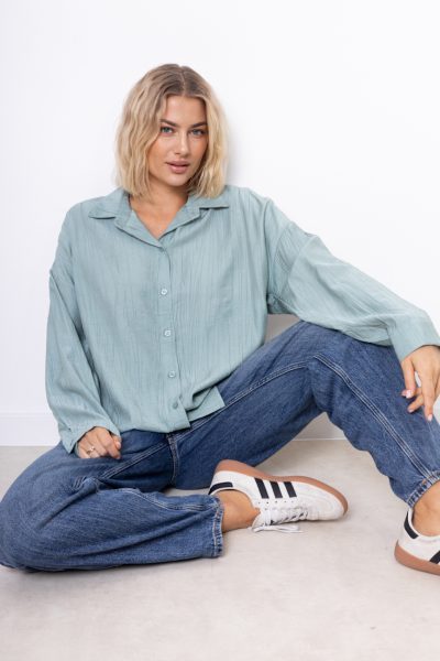 Koszula pionowe gniecenia – Pistacja, UNI