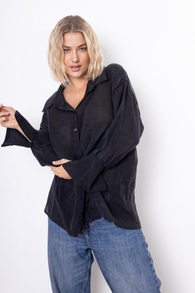 Koszula tył wiązanie – Czarny, UNI