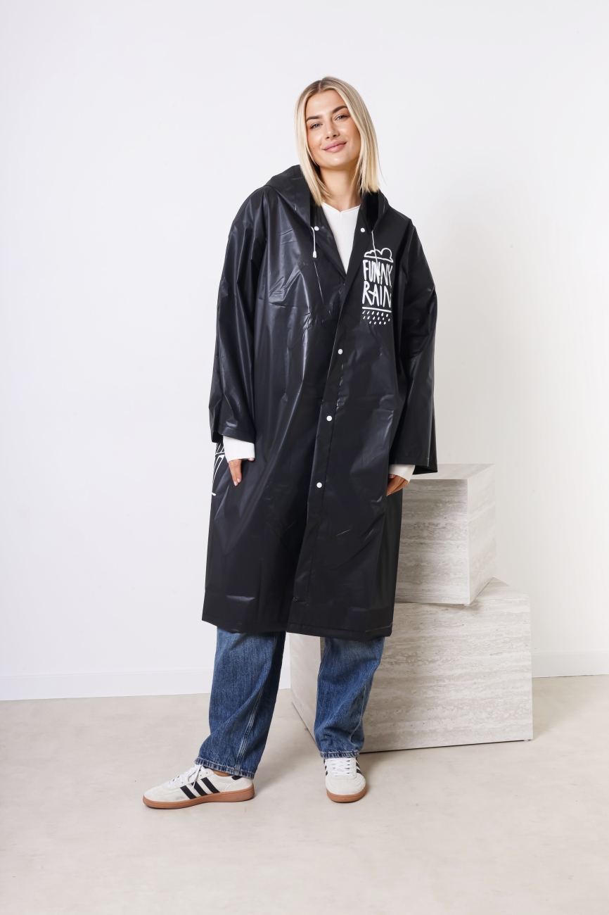 Płaszcz przeciwdeszczowy wzory – Buldog czarny, UNI