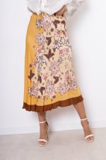 Spódnica bok kwiaty – Pomarańczowy, UNI