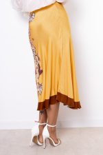 Spódnica bok kwiaty – Pomarańczowy, UNI