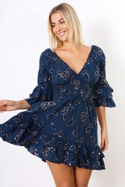 Sukienka cekiny Maggio – Granat, UNI