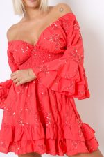 Sukienka cekiny Maggio – Koral, UNI