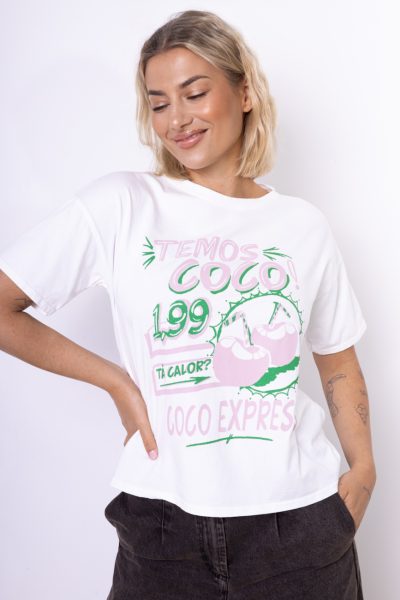 T-shirt Temos coco – Ecru, UNI