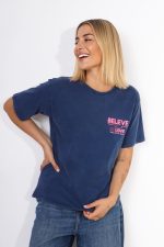 T-shirt dekatyzowany Believe in love – Granat, UNI