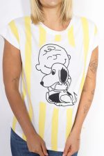 T-shirt paski snoopy – Ecru, UNI