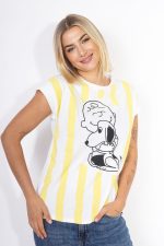 T-shirt paski snoopy – Ecru, UNI