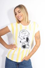 T-shirt paski snoopy – Ecru, UNI