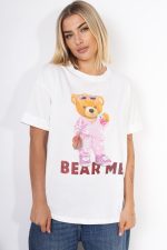 T-shirt różowy miś – Ecru, UNI