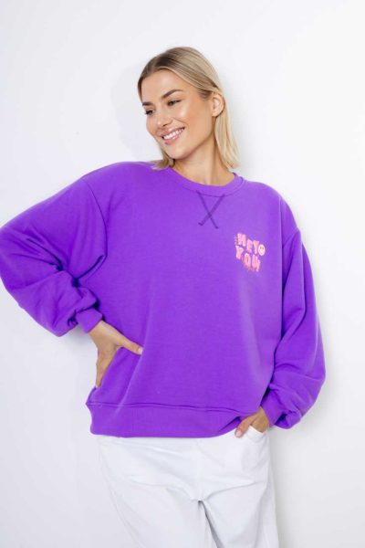 Bluza emotka Hey You – Fiolet, UNI