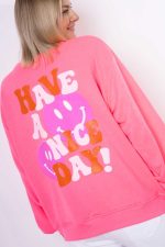 Bluza emotki Have A Nice Day – Róż neon, UNI