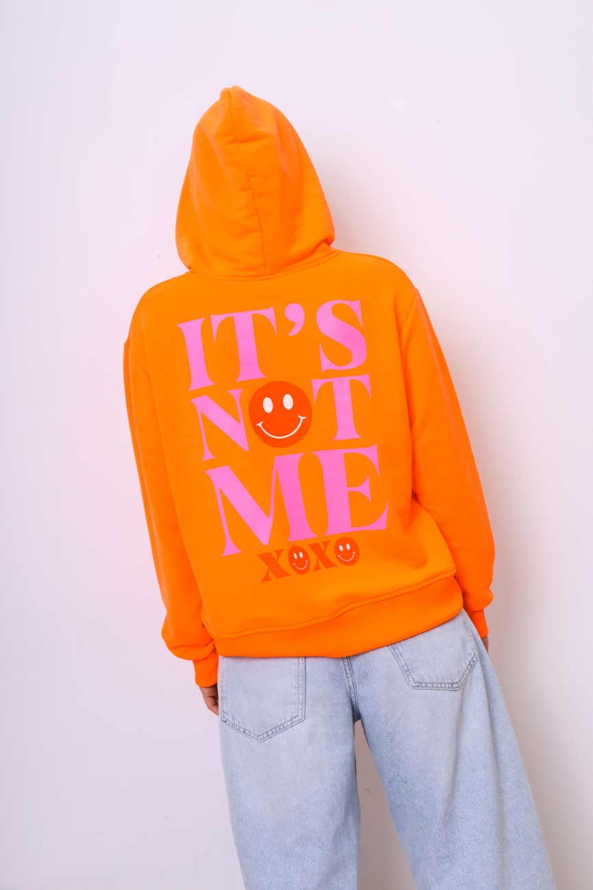 Bluza kaptur emotka XoXo mała – Pomarańcz neon, UNI
