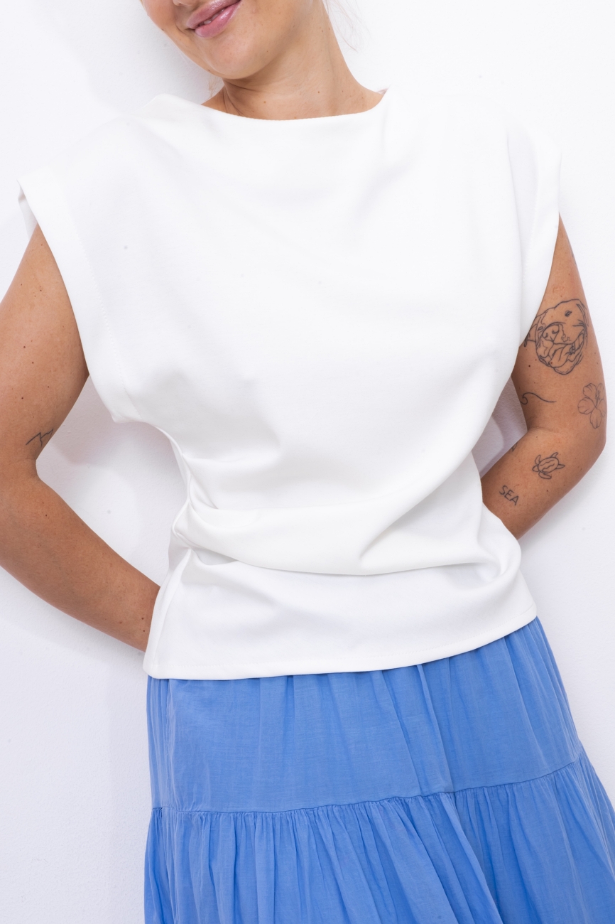 Bluzka marszczony bok – Ecru, UNI