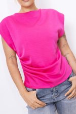 Bluzka marszczony bok – Fuksja, UNI