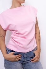Bluzka marszczony bok – Różowy, UNI