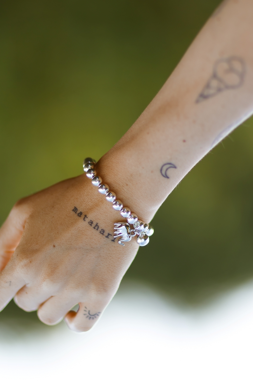 Bransoletka kuleczki słonik – Srebrny