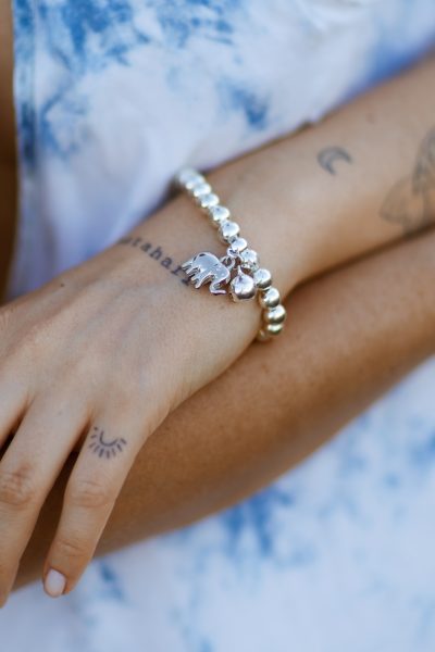 Bransoletka kuleczki słonik – Srebrny