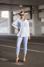 Koszula cieniowana kieszeń diamenciki – Jasny niebieski, S/M