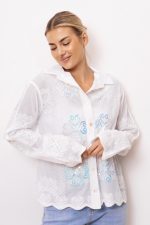 Koszula haftowana cekiny – Biały, M/L