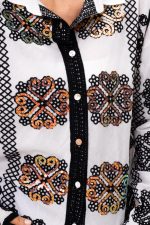 Koszula haftowana cekiny – Czarny, M/L