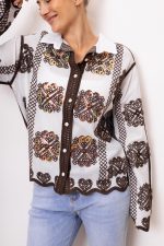 Koszula haftowana cekiny – Czekolada, M/L