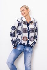 Koszula haftowana cekiny – Granat, S/M