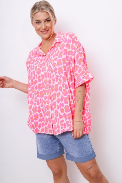 Koszula pantera neon – Fuksja, UNI