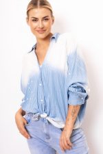 Koszula paseczki farba – Niebieski, S/M