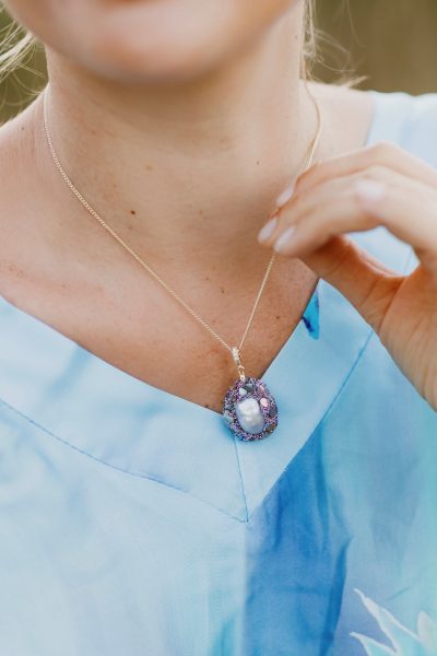 Łańcuszek kamienie perła – Złoty