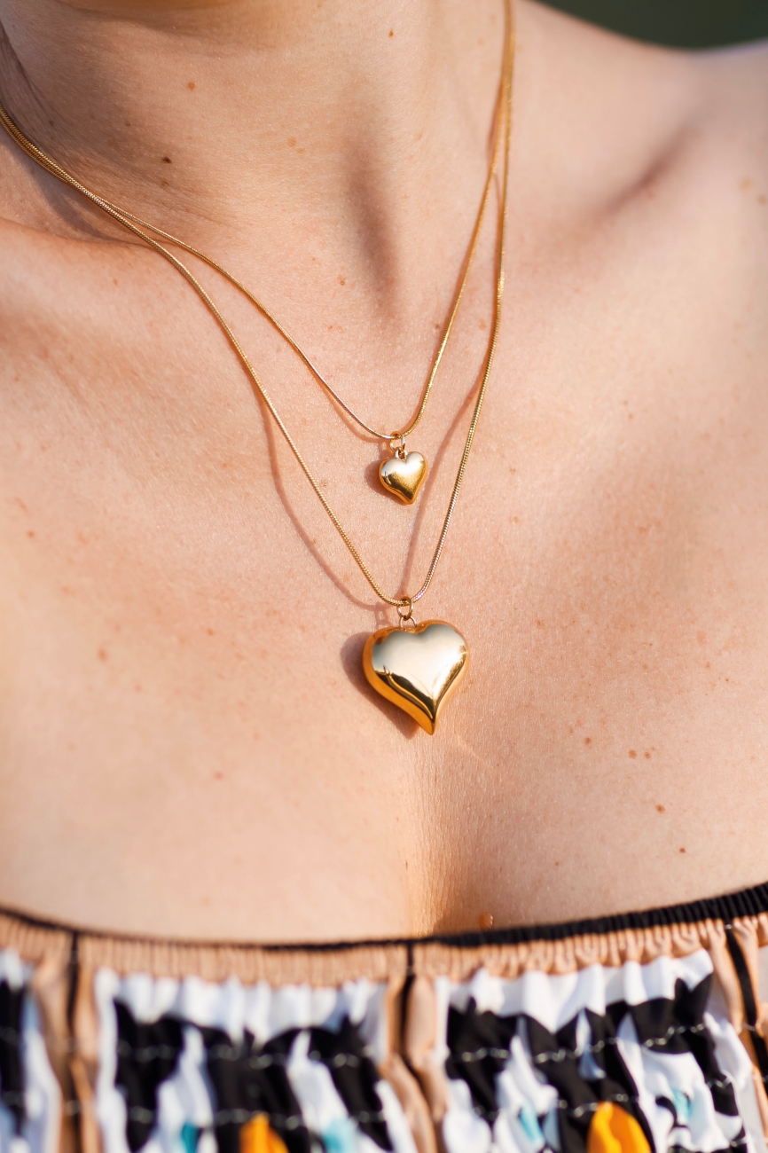 Łańcuszek podwójny 2serca – Złoty