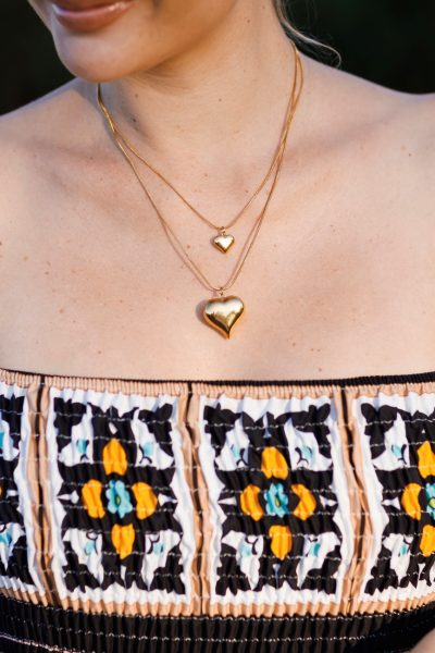 Łańcuszek podwójny 2serca – Złoty