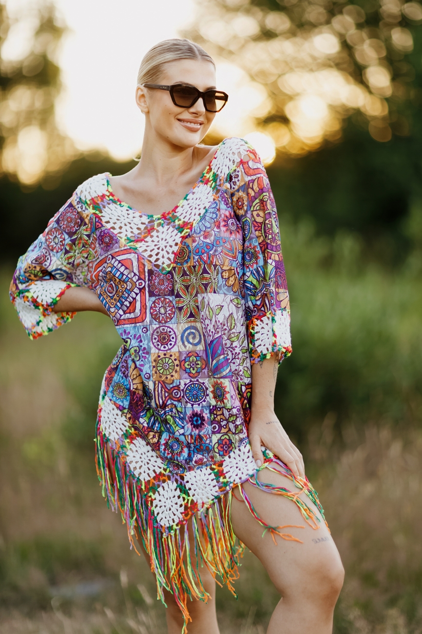 Narzutka kolorowe frędzelki – UNI, Kolorowy