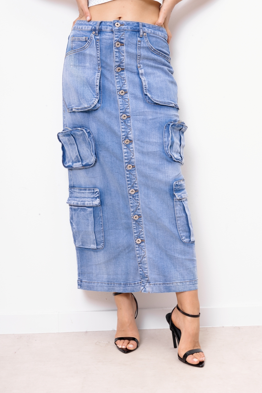 Spódnica jeans bojówka – Niebieski, M