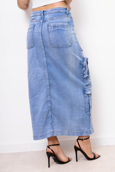 Spódnica jeans bojówka – Niebieski, M