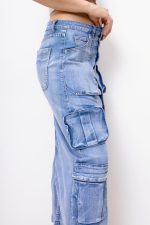 Spódnica jeans bojówka – Niebieski, XL