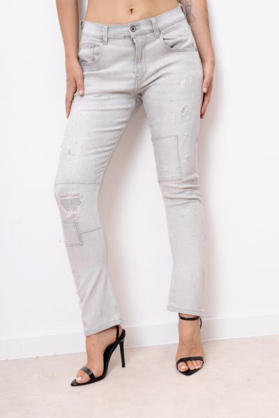 Spodnie jeans diamenciki – Szary, XL